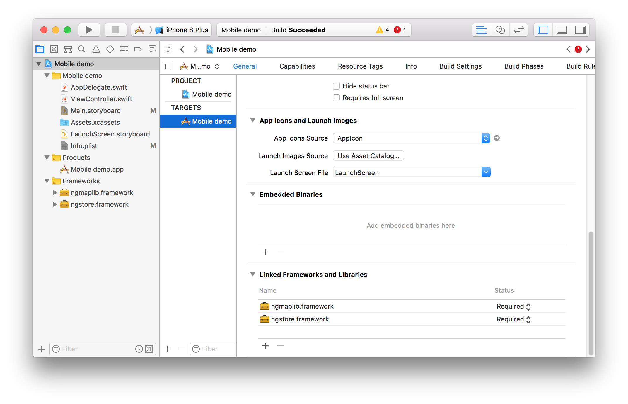 Xcode linked frameworks and libraries